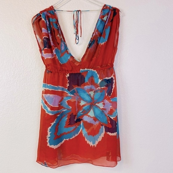Tibi Semi Sheer Floral Swim Cover Up Swim Dress - Picture 3 of 5